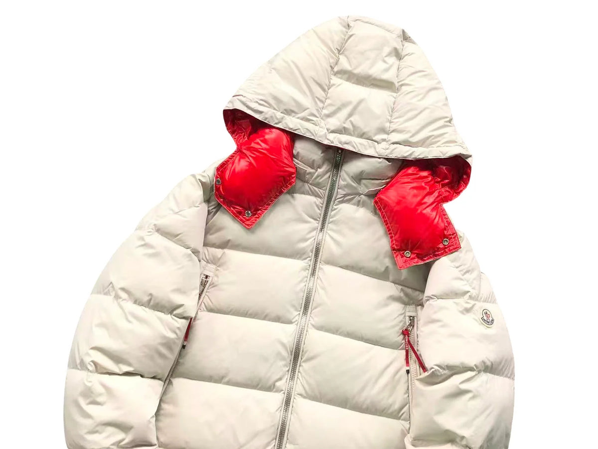 Moncler Poirier Down Jacket — White & Red