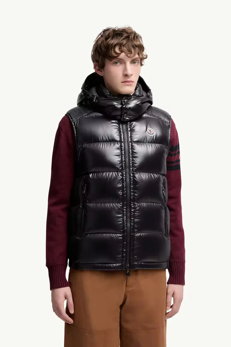 Moncler Hooded Down Vest — Black